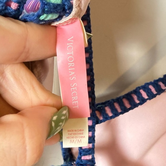 Victoria's Secret Bali Triangle Bikini Top Floral Criss Cross Back Beach Swim M - Picture 8 of 9